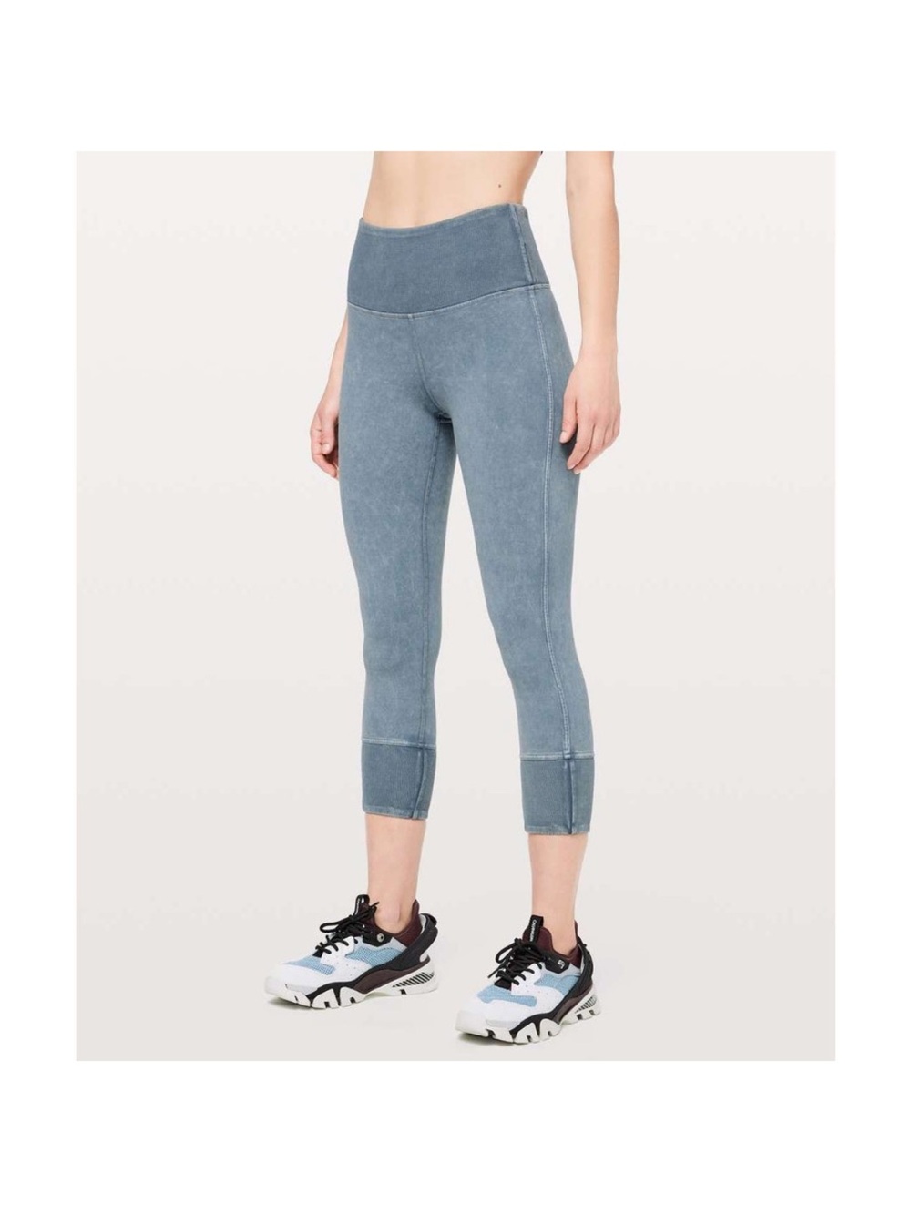 Lululemon Wunder Under Crop 23" *Ribbed Washed Moon Blue Size 4